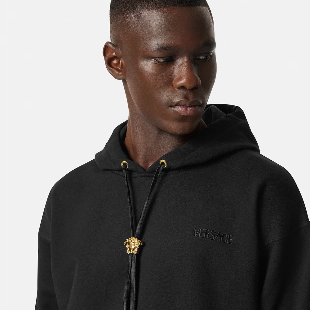 Versace La Medusa Black Hoodie with Gold Accents - Picture 2 of 12